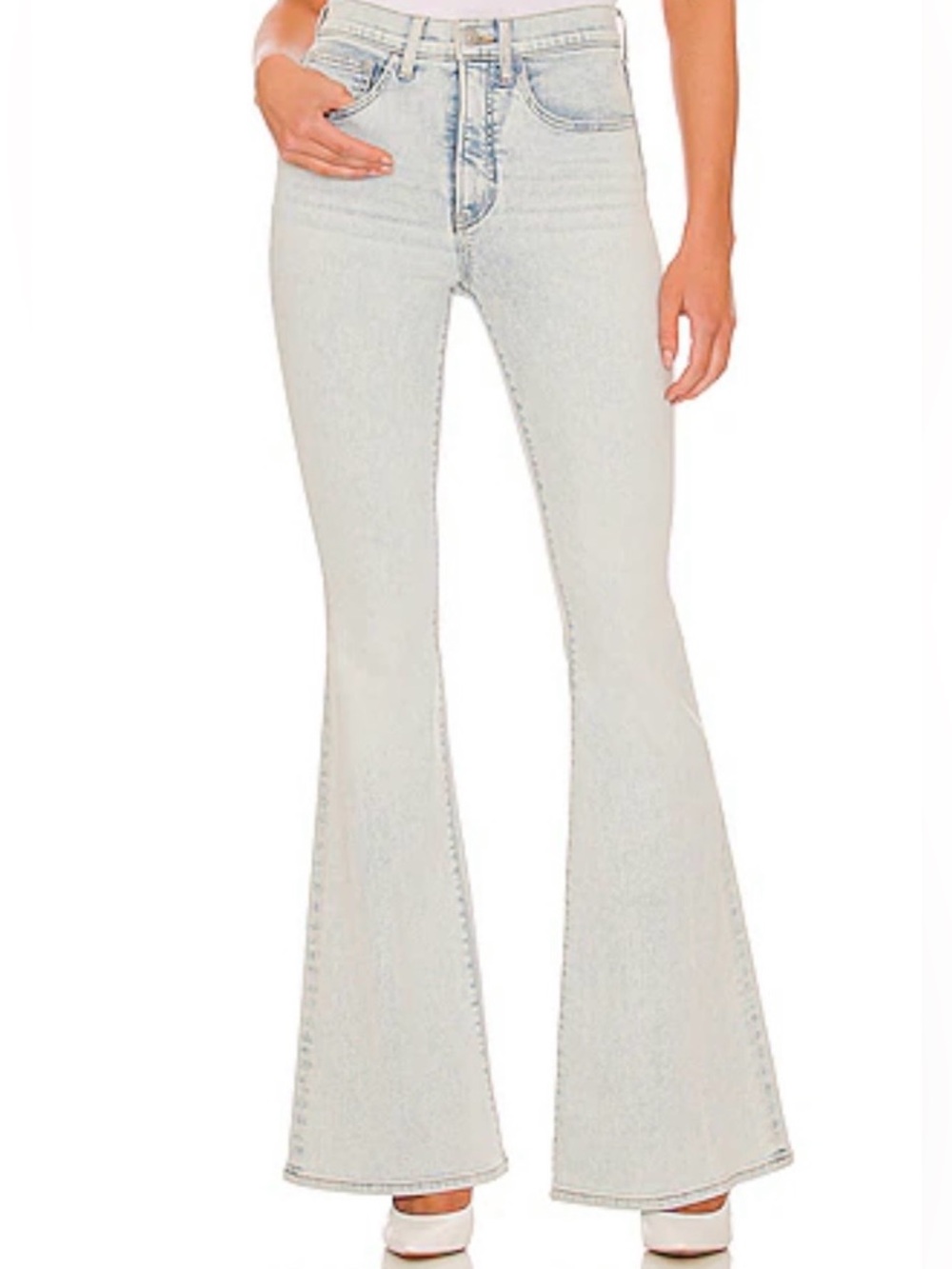 Veronica Beard Sheridan High Rise Bell Bottom Flare Jeans Sky Wash Size 28